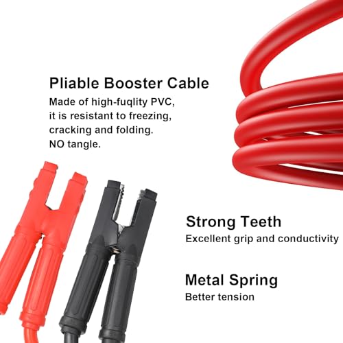 Cable de demarrage souple en PVC resistant au gel avec pinces codees couleur rouge noir et ressort metallique