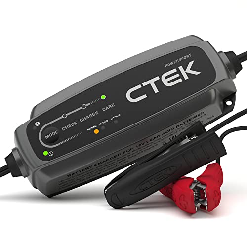 Chargeur batterie CTEK CT5 Powersport 12V noir avec pinces rouges et écran LED