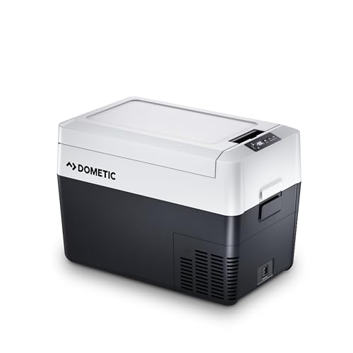 Glacière à compresseur Dometic CDF2 36 grise fermée avec panneau de commande numérique