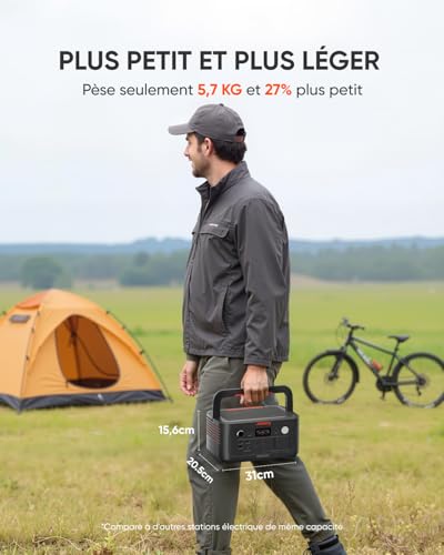 Station électrique portable Jackery 5,7 kg dimensions compactes 31cm transportée à la main en randonnée