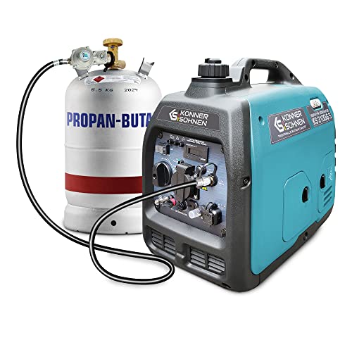 Générateur onduleur Könner Söhnen KS 3100iG S connecté à une bouteille propane-butane