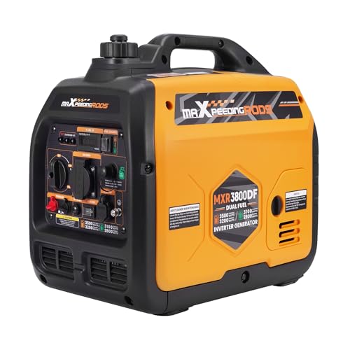 Groupe électrogène silencieux maXpeedingrods MXR3800DF inverter portable double carburant essence GPL 3500W jaune noir