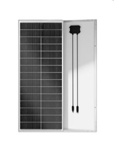 Panneau solaire ECO-WORTHY 100W monocristallin type N avec câbles et cadre aluminium vue avant et arrière