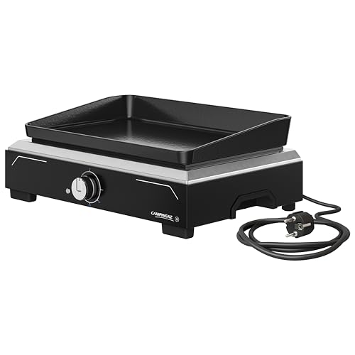 Plancha électrique Campingaz 1 XD noire avec plaque en fonte, bouton et câble d'alimentation