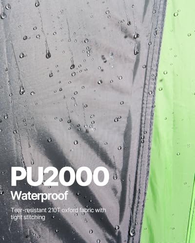 Détail tissu imperméable PU2000 de la tente SUV VEVOR avec gouttes d'eau sur toile Oxford 210T