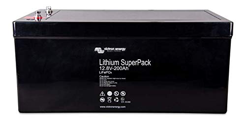 Batterie Victron Lithium SuperPack 200Ah vue trois quarts bornes et couvercle