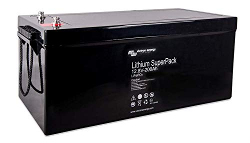 Batterie Victron Lithium SuperPack 200Ah vue latérale profil poignées bornes
