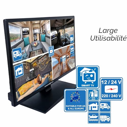 Téléviseur Unispectra Smart TV compatible 12/24V et 220/240V pour camping-car caravane bateau