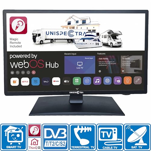 Interface WebOS LG du téléviseur Unispectra avec applications Netflix YouTube Disney et triple tuner DVB