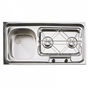 Combiné Evier + Réchaud Inox 2 feux - 800 x 400