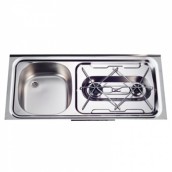 Combiné Evier + Réchaud Inox 2 feux - 900 x 420